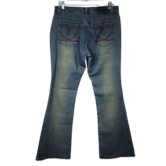 Y2K 90s Vintage Velour Detailed Denim Joe Boxer Studded Jeans - Picture 6 of 7